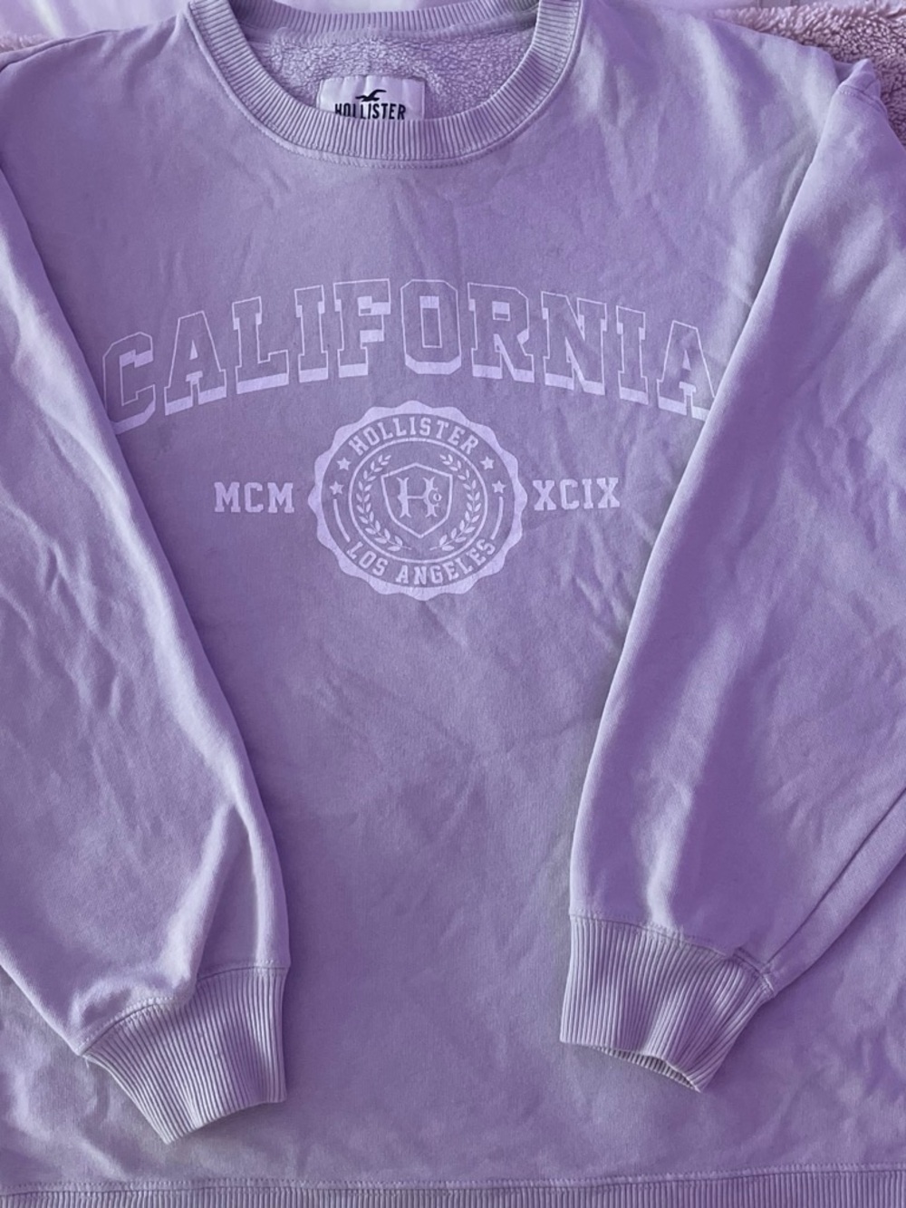 Hollister Lavender California Logo Crewneck Sweatshirt